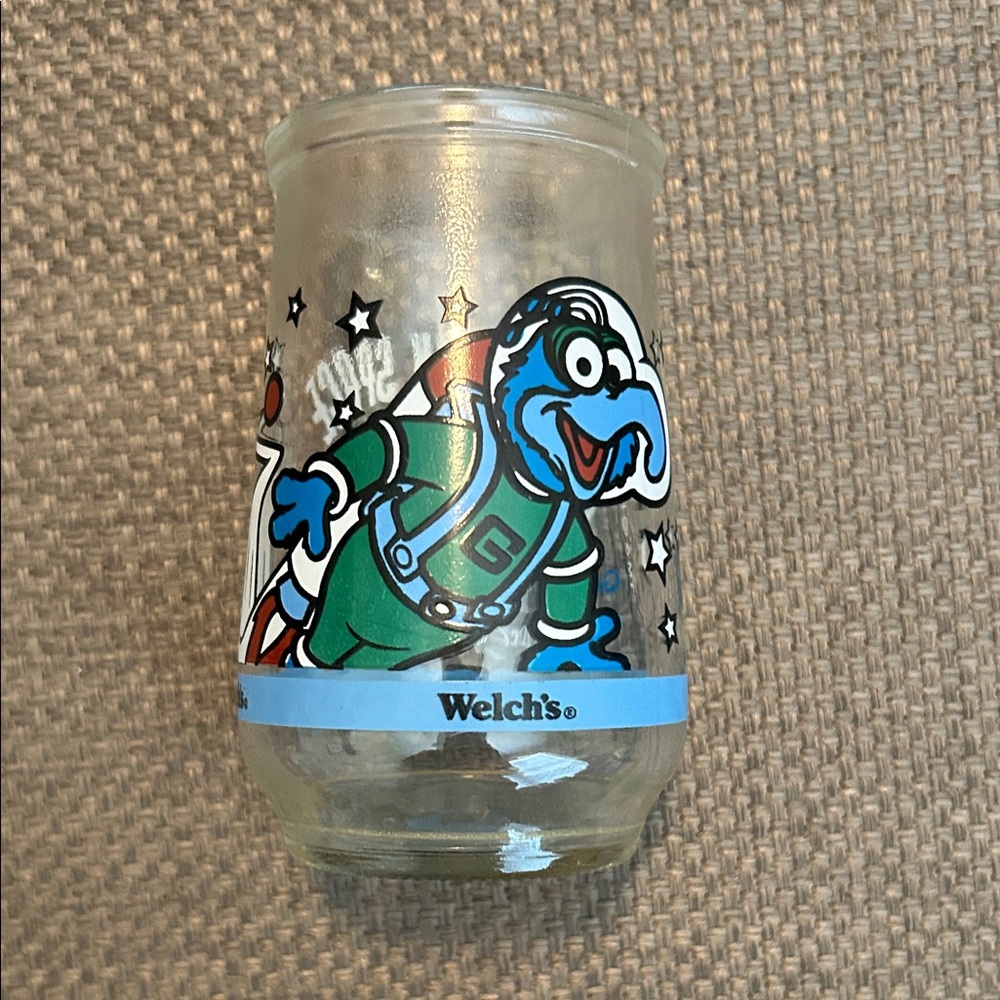 Welch's Vintage Cartoon Glass Jar - Blue & Green